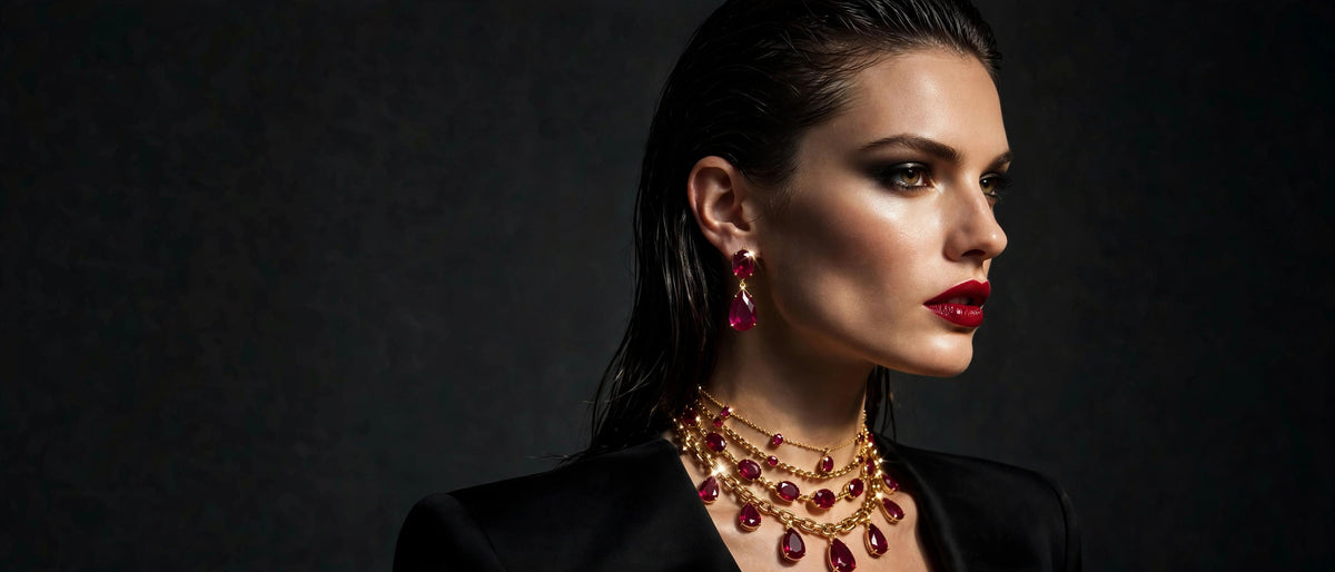 Fin & Gracci dramatic hero - red gemstone jewelry